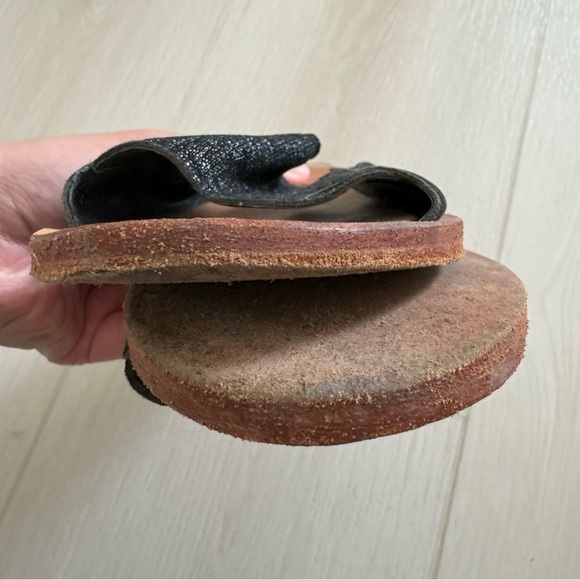 Free People Daybird Mini Wedge Sandals Black Tan Size 37 size 6.5-7 - Picture 9 of 12
